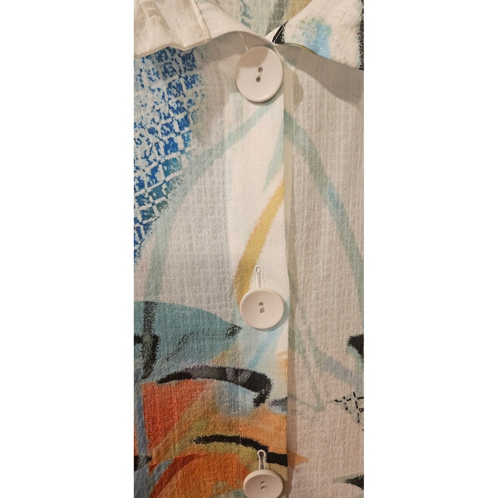 Ali Miles‎ Printed Wire Neck Bell Sleeve Jacket Top Womens 2X Artsy Tunic - Picture 7 of 8